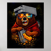 Poster Ours Rétro Avec Chapeau Râpe à Fromage et Lunettes (Devant)