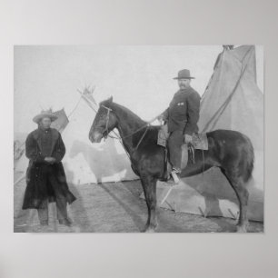 Poster Ours "rocheux" d'Oglala en chef avec le blanc