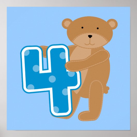 Poster Ours T-shirts et cadeaux pour le 4e anniversaire (Devant)