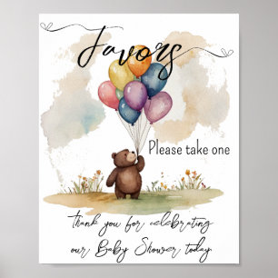 Poster Ours Thème Hommes Baby showers neutres Faveurs