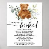 Poster Ours vert Mon eau Broke Baby shower Signal (Devant)