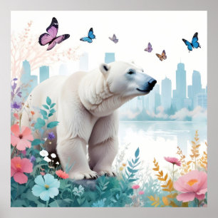 Poster Ours Vintage Animal Nature Environnement Ville Déc