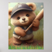 Poster Ours Whimsical Jouant Au Baseball Personnalisé (Devant)