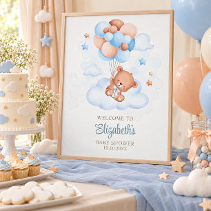 Poster Ourson dans le ciel Baby Shower