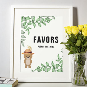 Poster Ourson Mignon Dans les Favors de Baby Shower en Bo