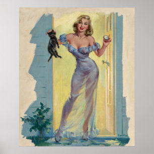 Poster Out You Go Me and Cat Pinup