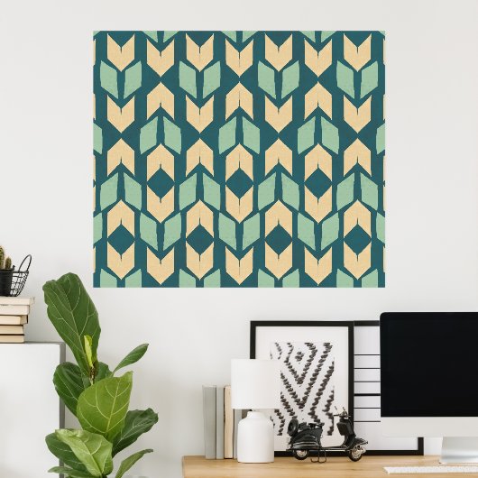 Poster Outdoor Geo Step | Geometric Teal Arrow Pattern (Bureau à domicile)