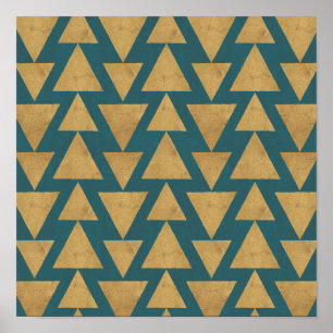 Poster Outdoor Geo Step   Gold & Dark Teal Pattern