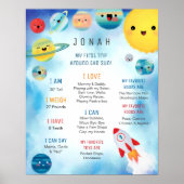 Poster Outer Space Planets Rocket Ship Birthday (Devant)