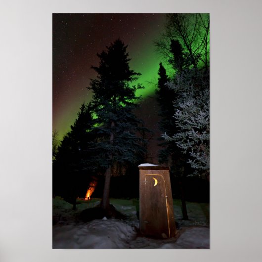 Poster Outhouse sous l'Aurora d'hiver (Devant)