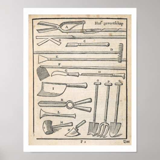Poster Outils de jardin, de "The Dutch Gardener" de Johan (Devant)