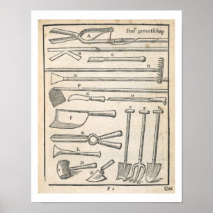 Poster Outils de jardin, "du jardinier néerlandais" par