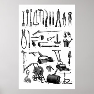 Poster Outils de jardinage antique Boutique de jardinage