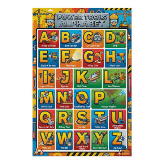 Poster Outils de puissance A-Z Alphabet (Devant)