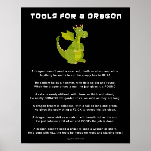 Poster Outils pour un Dragon Poème original Grand (Devant)