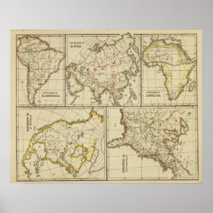 Poster Outline Asia, S America, etc