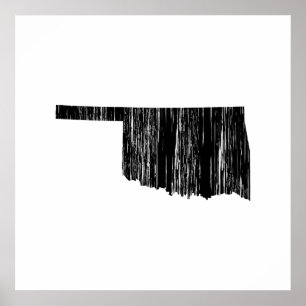 Poster Outline de l'État de l'Oklahoma en détresse