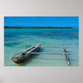 Poster Outrigger Canoe In Shallow Ocean (Devant)