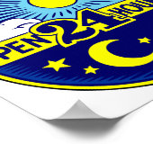 Poster Ouvert 24 heures Soleil et Lune (Coin)