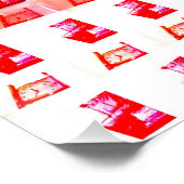 Poster Ouverture de l'affiche en rouge et blanc pas à pas (Coin)