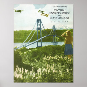 Poster Ouverture officielle du Pont Tacoma Narrows - 1940