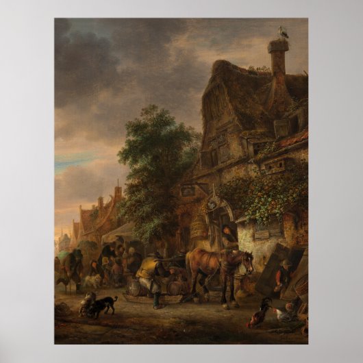 Poster Ouvriers avant une auberge par Isack van Ostade (Devant)