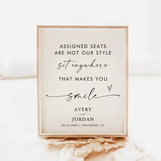 Poster Ouvrir le panneau Mariage de siège | Aucun siège a