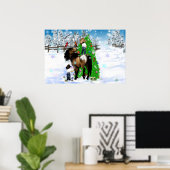 Poster ovale de Noël Cheval et Enfant (Bureau à domicile)