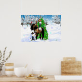 Poster ovale de Noël Cheval et Enfant (Cuisine)