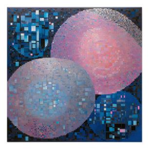 Poster Ovales opulents : Tons de bleu et de rose en Abstr
