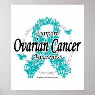 Poster Ovarian Cancer Ribbon of Butterflies