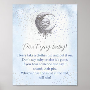 Poster Over The Moon Boy Baby shower Ne pas dire jeu de b