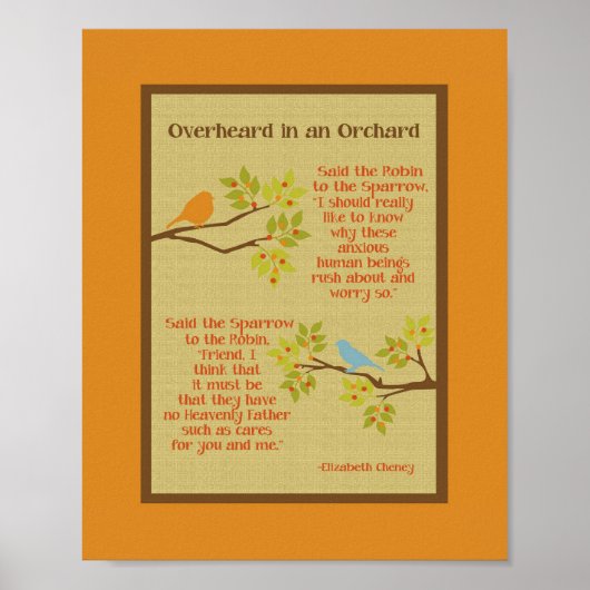 Poster "Overheard in an Orchard" (Robin & Sparrow) (Devant)