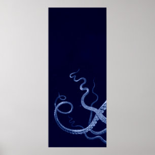 Poster Oversized Octopus Triptych I Print in Blue