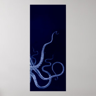 Poster Oversized Octopus Triptych III Print in Blue