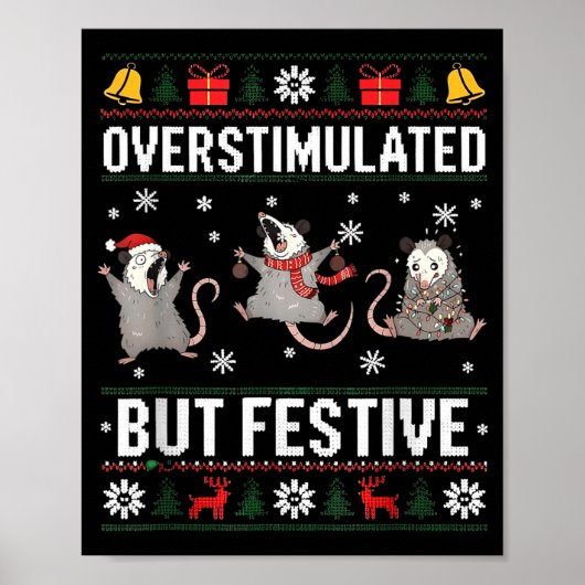 Poster Overstimulated But Festive Ossum Ugly Sweater Chri (Devant)