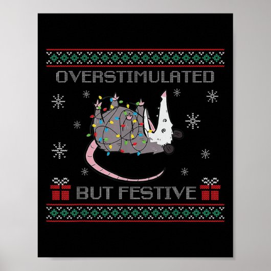 Poster Overstimulated But Festive Ossum Ugly Sweater Chri (Devant)