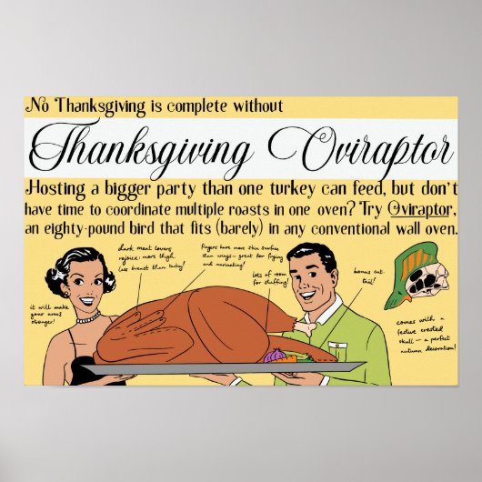 Poster Oviraptor de Thanksgiving (Devant)