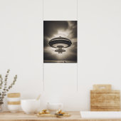 Poster OVNI en noir et blanc (Cuisine)