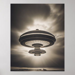 Poster OVNI en noir et blanc