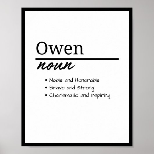 Poster Owen, Garçon Nom personnalisé Définition (Devant)