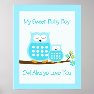 Poster OWL Always Love you (Blue) WALL ART PRINT 16x20