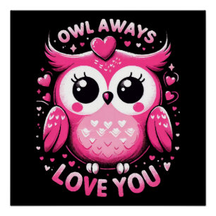 Poster Owl Always Love You - Valentines Day