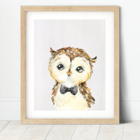 Owl Bowtie Woodland Nursery Art Imprimer