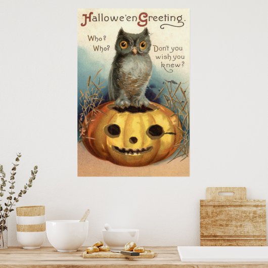 Poster Owl Citrouille Jack-o'-lantern (Cuisine)