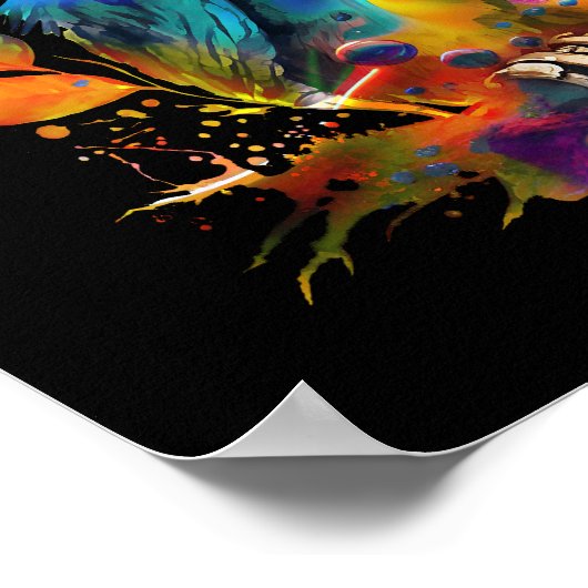 POSTER OWL COLORÉ ABSTRAIT (Coin)