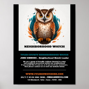 Poster Owl Design, Voisinage Communauté Watch Advert
