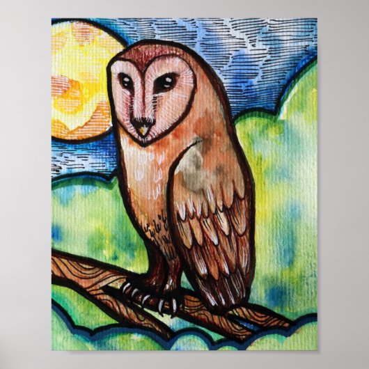 Poster Owl Golden Moon (Devant)