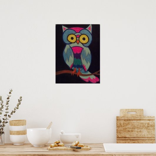 Poster Owl sur Branche (Cuisine)
