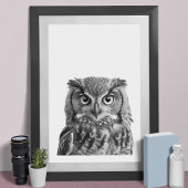 Poster Owl Woodland Modern Portrait noir blanc